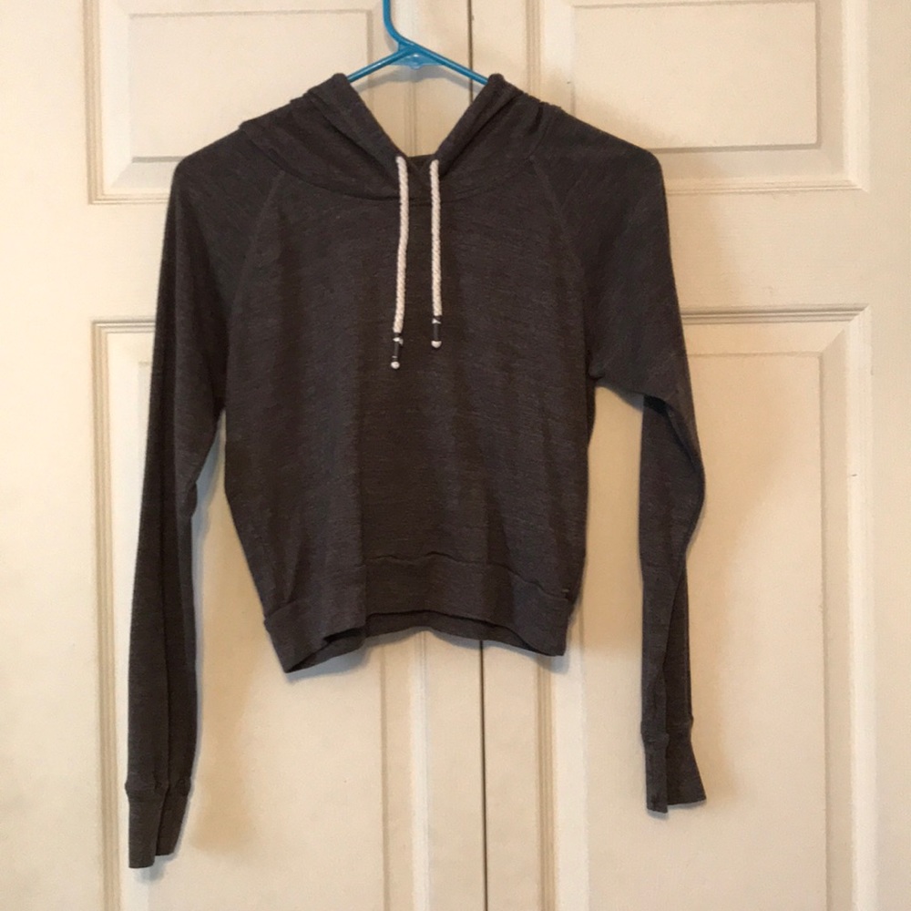 Garage Cropped Gray Hoodie Small